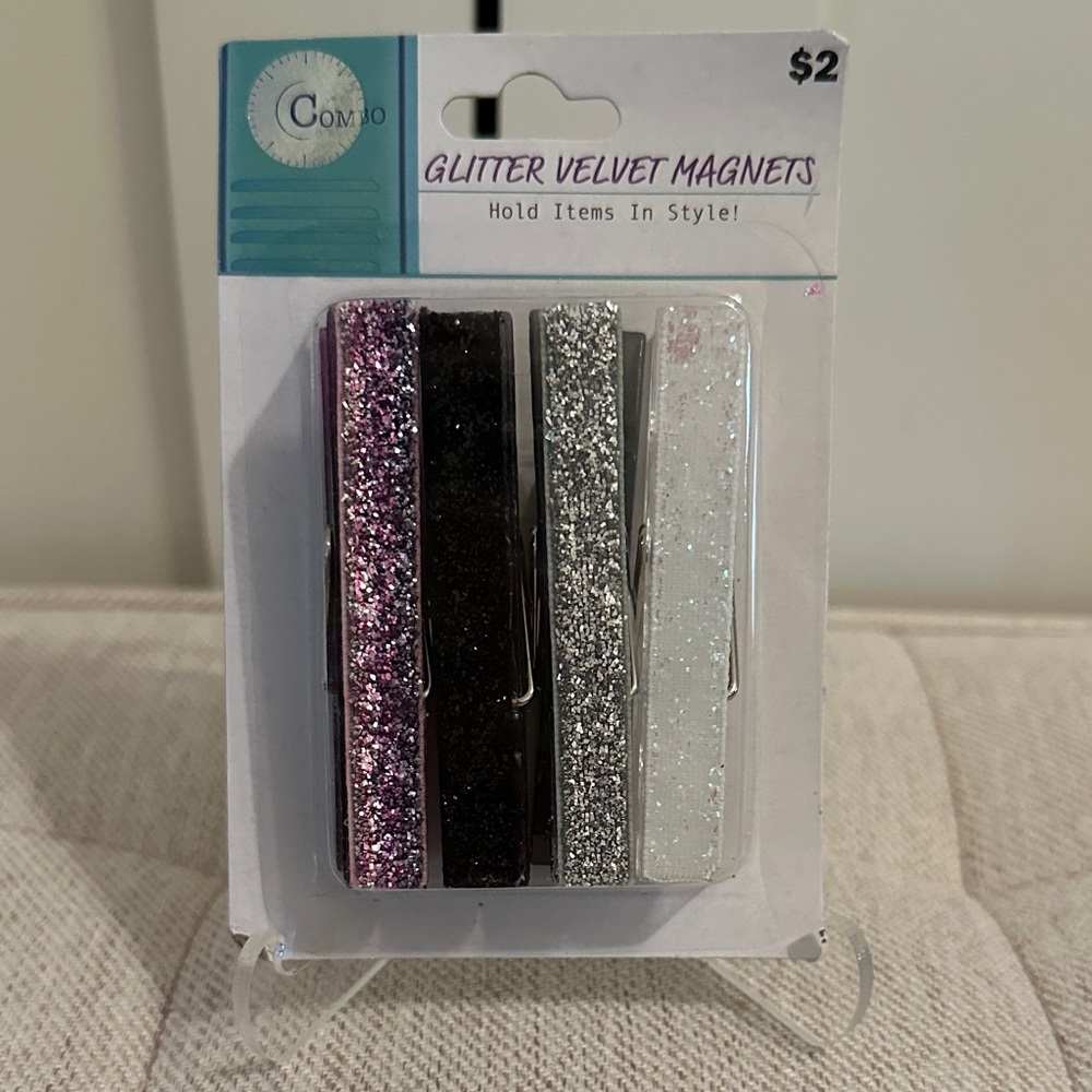 Glitter Velvet Magnets - Pink, Black, Silver, White